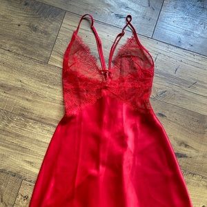 Sexy red silk and lace lingerie